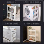 Carrello sottile multiuso con ruote - Organizer multiuso a 3 ripiani per bagno, cucina e dormitorio - Disponibile in bianco, grigio, nero