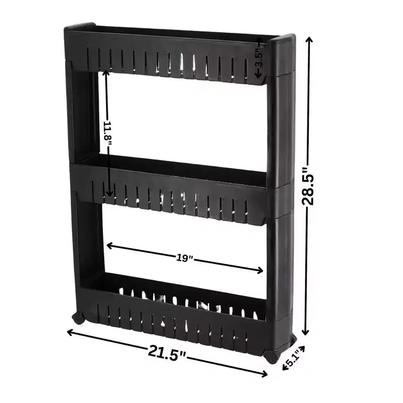 Carrello sottile multiuso con ruote - Organizer multiuso a 3 ripiani per bagno, cucina e dormitorio - Disponibile in bianco, grigio, nero
