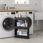 Carrello sottile multiuso con ruote - Organizer multiuso a 3 ripiani per bagno, cucina e dormitorio - Disponibile in bianco, grigio, nero