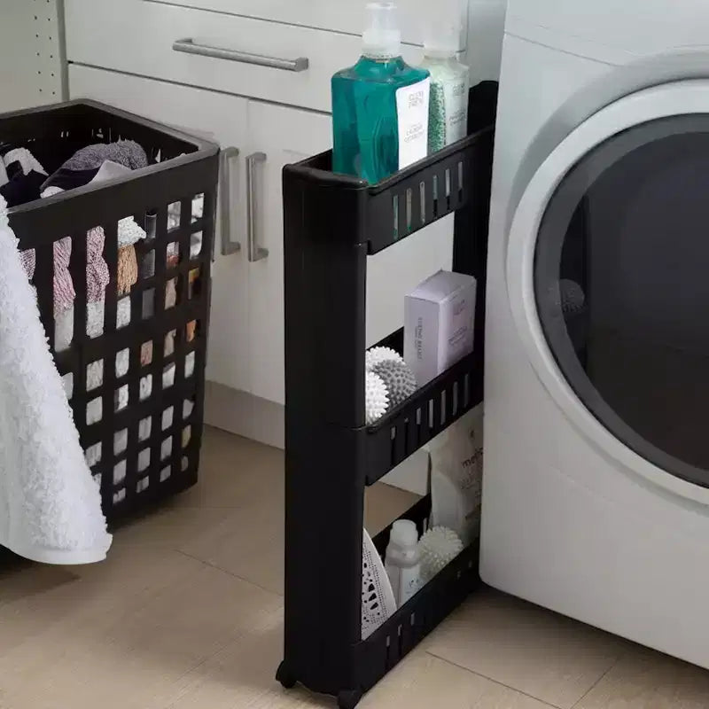 Carrello sottile multiuso con ruote - Organizer multiuso a 3 ripiani per bagno, cucina e dormitorio - Disponibile in bianco, grigio, nero