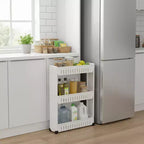 Carrello sottile multiuso con ruote - Organizer multiuso a 3 ripiani per bagno, cucina e dormitorio - Disponibile in bianco, grigio, nero